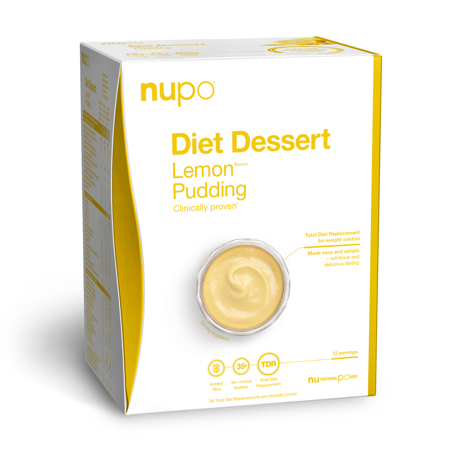 Lemon Pudding packaging showcasing Nupo Diet Dessert with creamy texture and fresh lemon flavor.