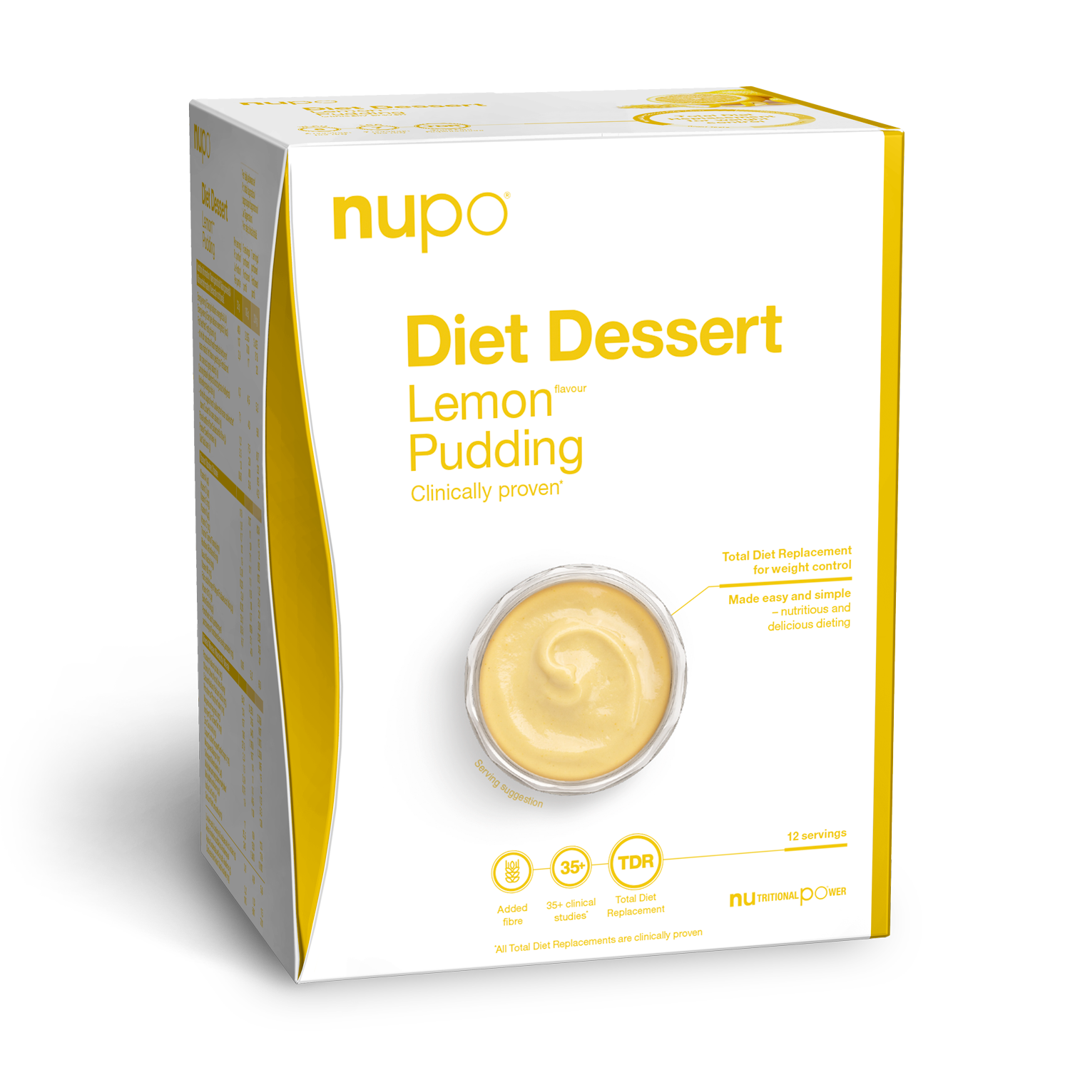 Lemon Pudding packaging showcasing Nupo Diet Dessert with creamy texture and fresh lemon flavor.