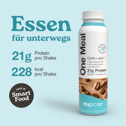 Nupo One Meal RTD Caffe Latte Mahlzeitersatz Shake Verpackung Vorderseite