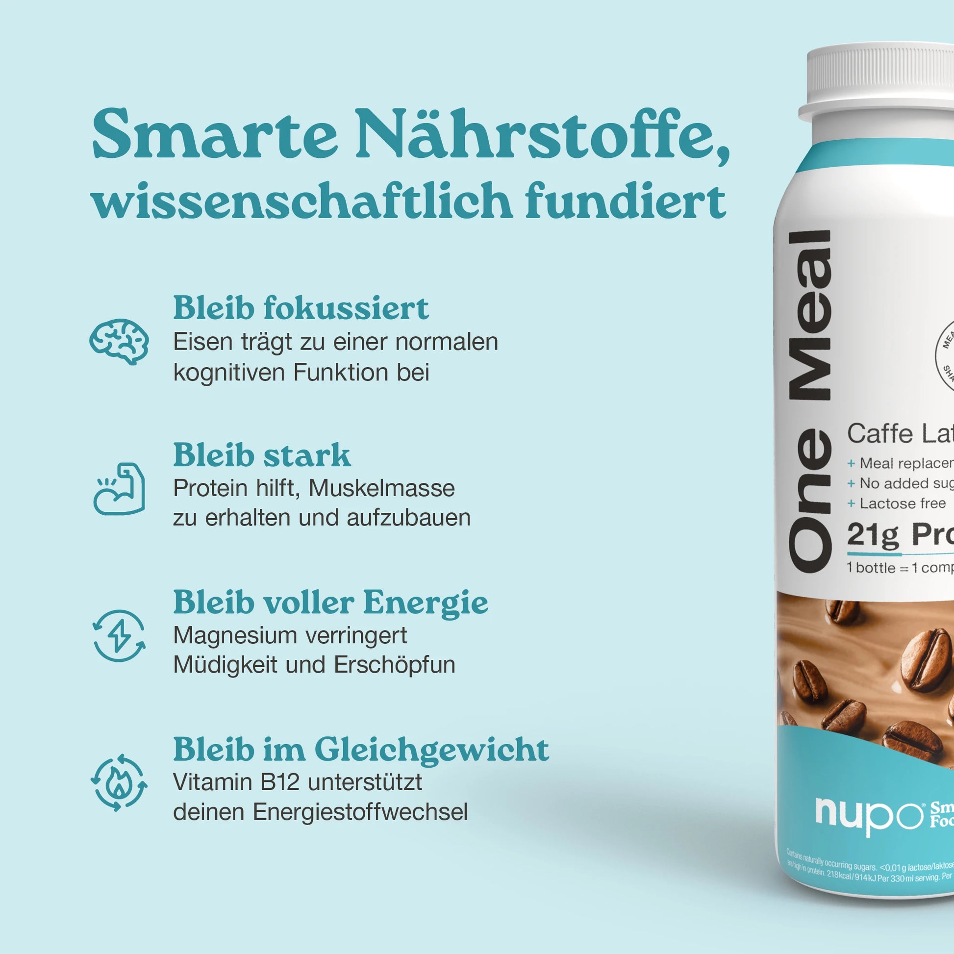 Nupo One Meal RTD Caffe Latte Nährwerte auf der Verpackung