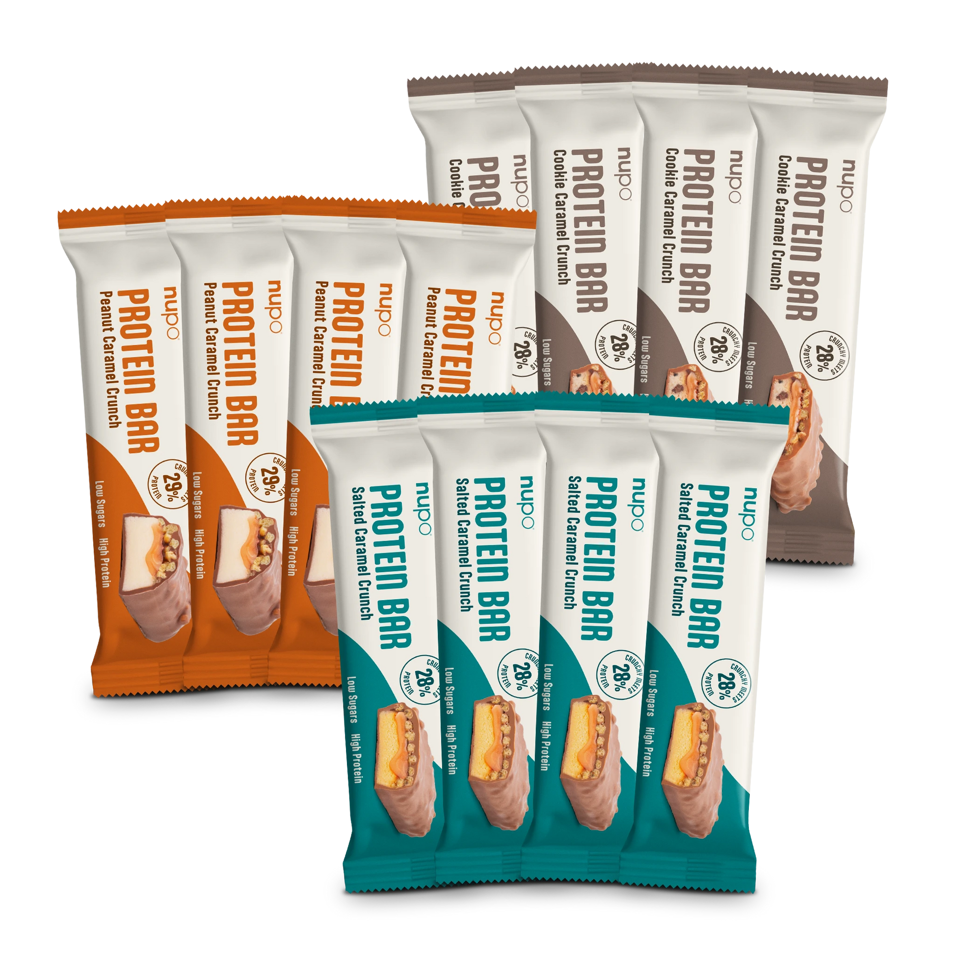 Proteinriegel Probierpaket – 12 Riegel mit verschiedenen Nupo Proteinriegeln in einer attraktiven Verpackung.