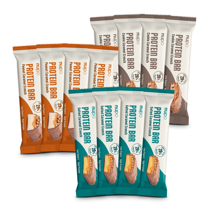 Proteinriegel Probierpaket – 12 Riegel mit verschiedenen Nupo Proteinriegeln in einer attraktiven Verpackung.