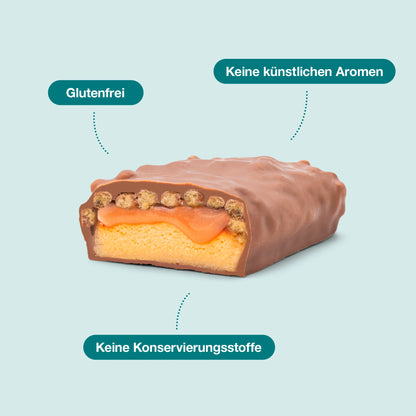 Proteinriegel Probierpaket – 12 Riegel mit glutenfreier Schokolade und ohne künstliche Aromen.